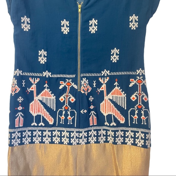 Anthropologie Floreat Avian Mist Sheath Teal Tourquoise Embroidered Mini… - Picture 6 of 14